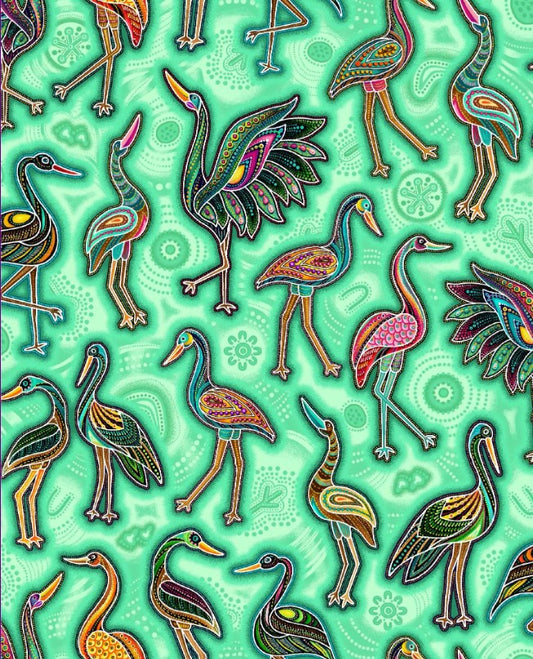 Baiame's Spirit Tossed Baiame Pale Green Oasis Fabrics Cotton Fabric OA-598332