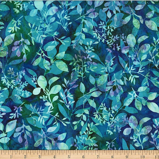 Bali Batik Fresh Meadow Hoffman Challenge Foliages Seamist Blue Hoffman Fabrics Cotton Fabric