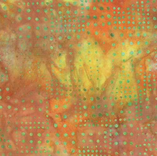 Bali Dot Craze Batik Variegated Dots Citron Orange Benartex Cotton Fabric BE-9281-36
