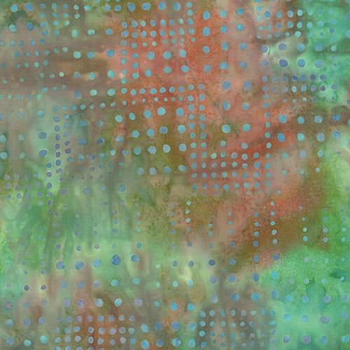 Bali Dot Craze Batik Variegated Dots Green Coral Benartex Cotton Fabric BE-9281-44