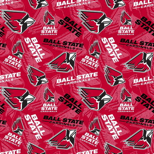 Ball State Cardinals NCAA College Tone on Tone Sykel Cotton Fabric