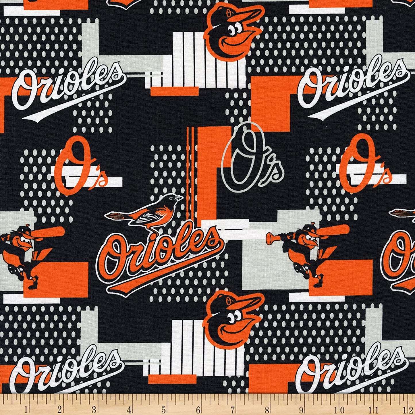 Baltimore Orioles MLB Baseball Block Abstract Fabric Traditions Cotton Fabric