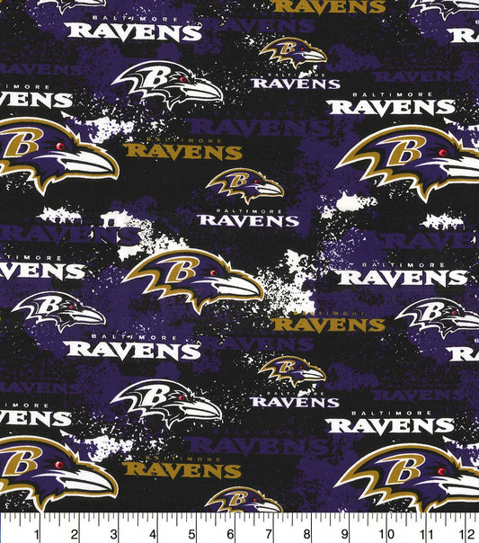 Baltimore Ravens NFL Distressed Cotton Fabric