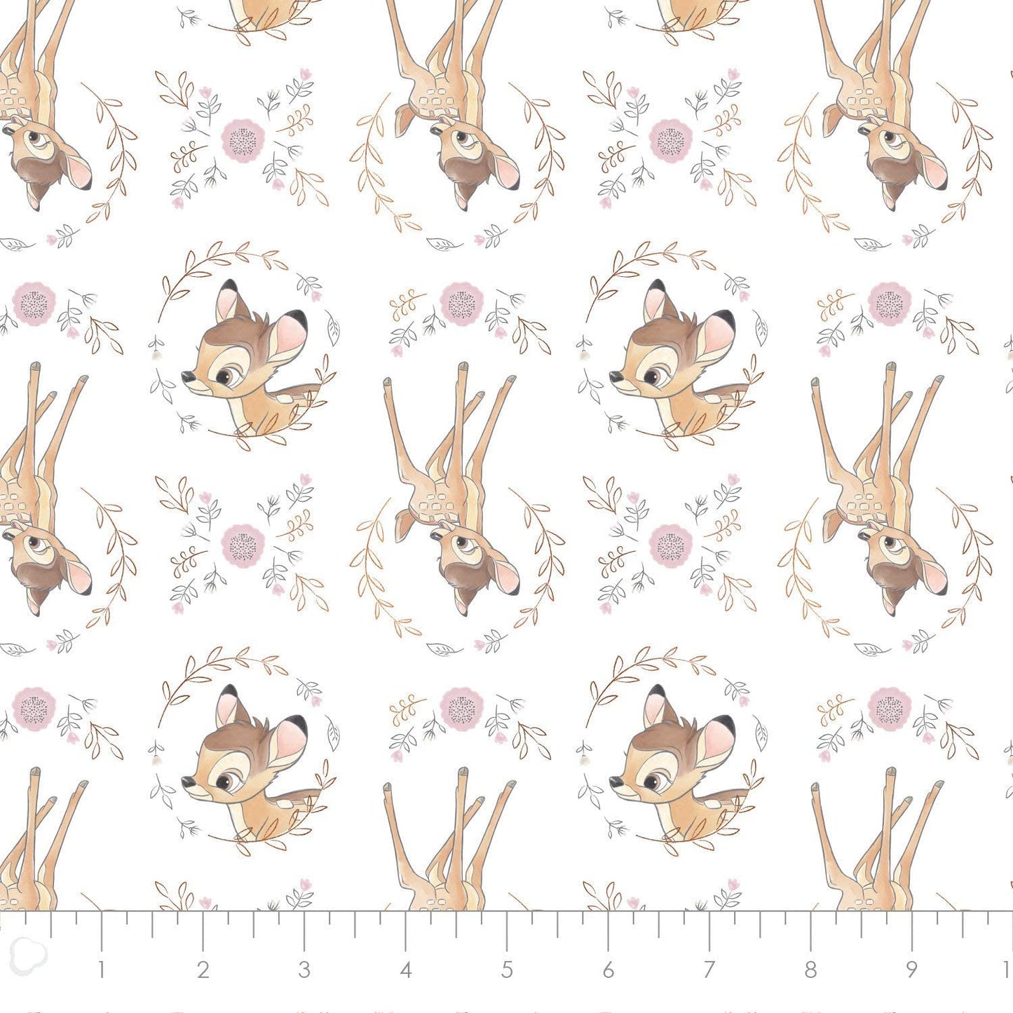 Disney Bambi Sentimental Sweet Bambi white Metallic Copper Camelot Cotton Fabric