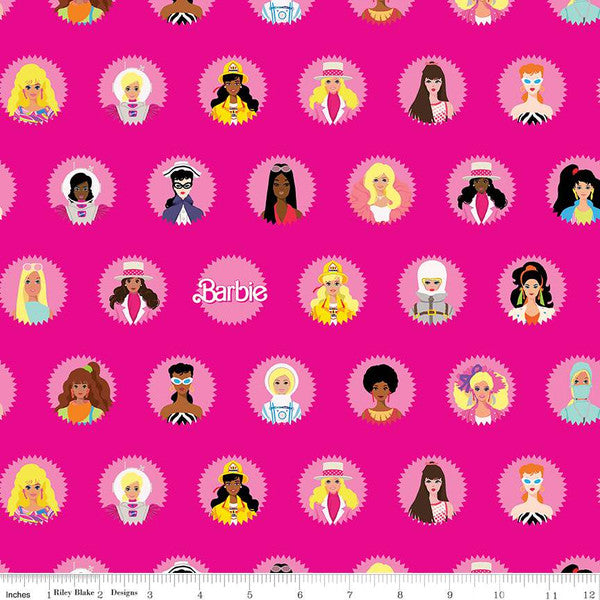 Barbie World Mattel Barbie Ma Hot Pink Riley Blake Cotton Fabric RB-CD15020-HOTPINK | US Fabric Shop