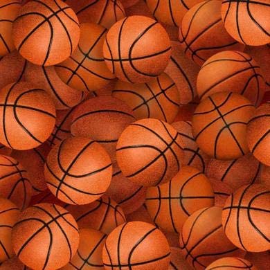 Basketballs Packed Orange Elizabeth's Studio Cotton Fabric