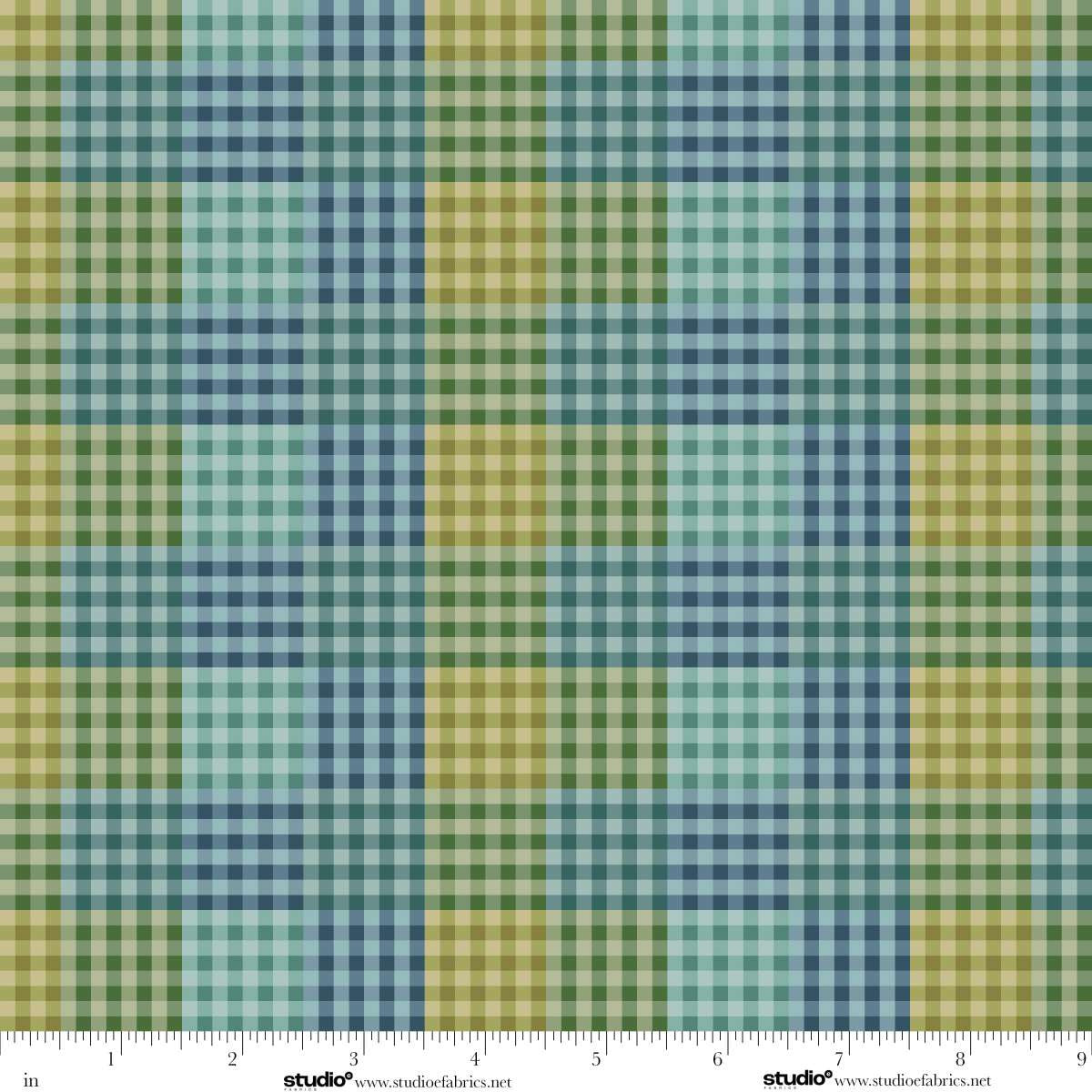 Baskets of Autumn Blessings Plaid Forest Green Multi Art Loft Studio E Cotton Fabric SE-9201-66