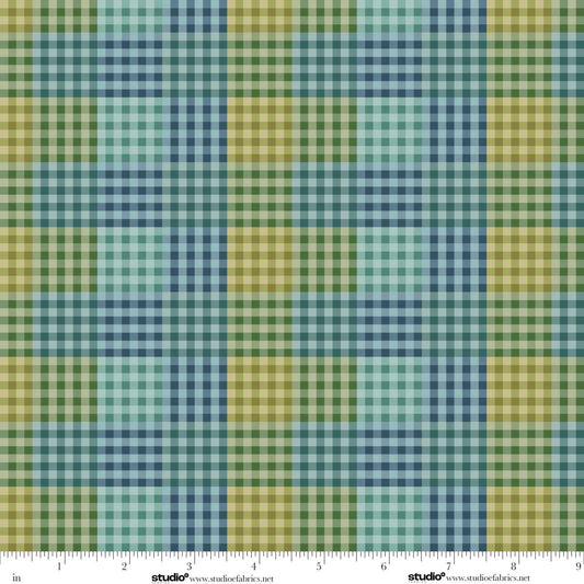 Baskets of Autumn Blessings Plaid Forest Green Multi Art Loft Studio E Cotton Fabric SE-9201-66