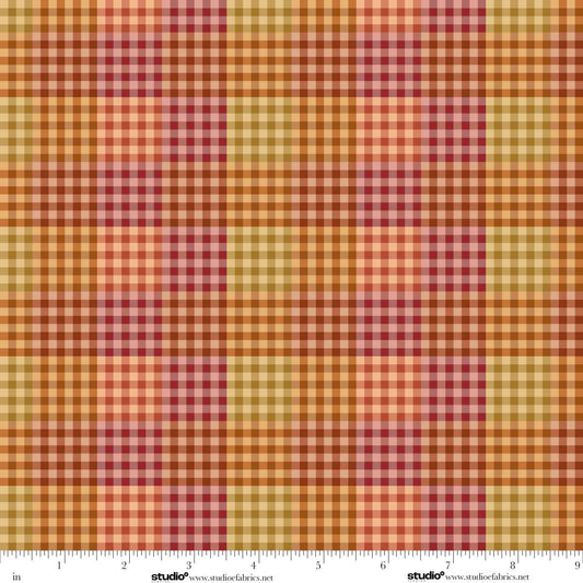 Baskets of Autumn Blessings Plaid Pumpkin Orange Multi Art Loft Studio E Cotton Fabric SE-9201-35