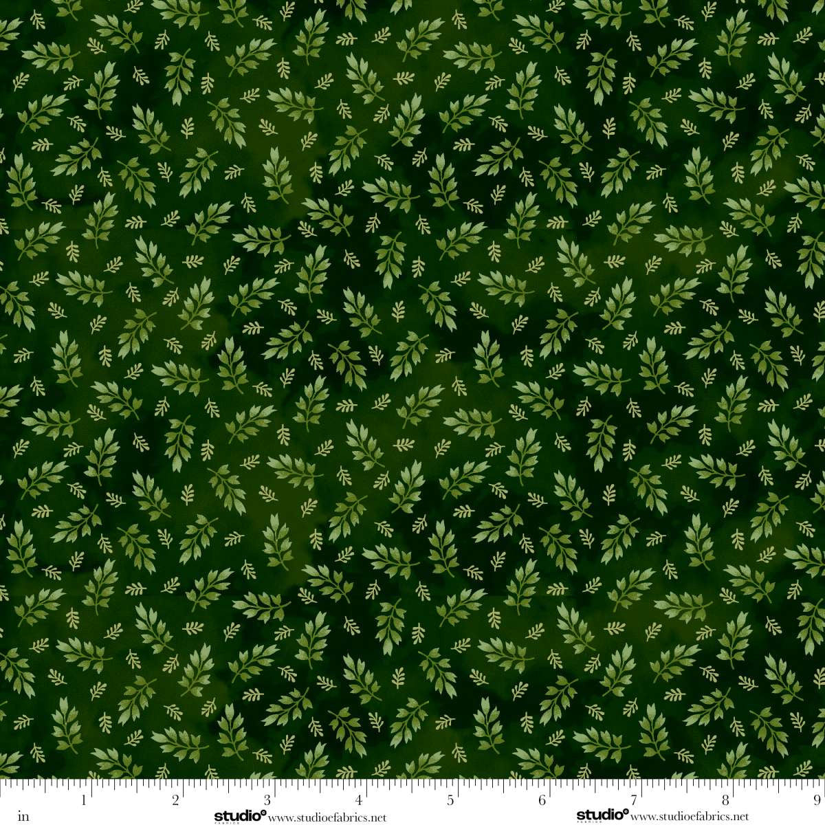 Baskets of Autumn Blessings Wheat Sprigs Forest Green Art Loft Studio E Cotton Fabric SE-9196-66