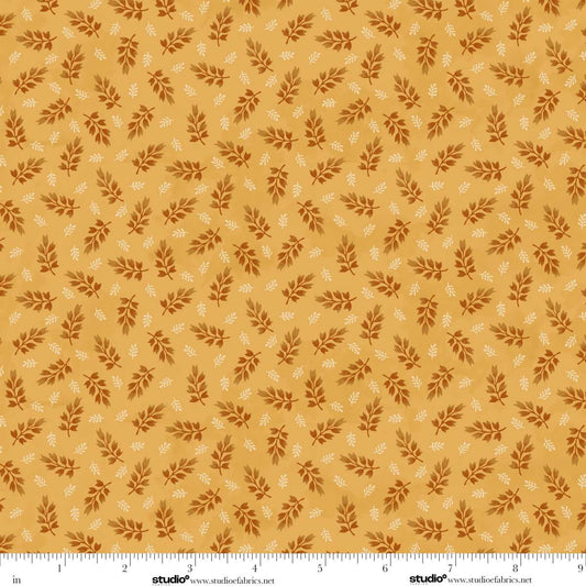 Baskets of Autumn Blessings Wheat Sprigs Ochre Gold Art Loft Studio E Cotton Fabric SE-9196-33