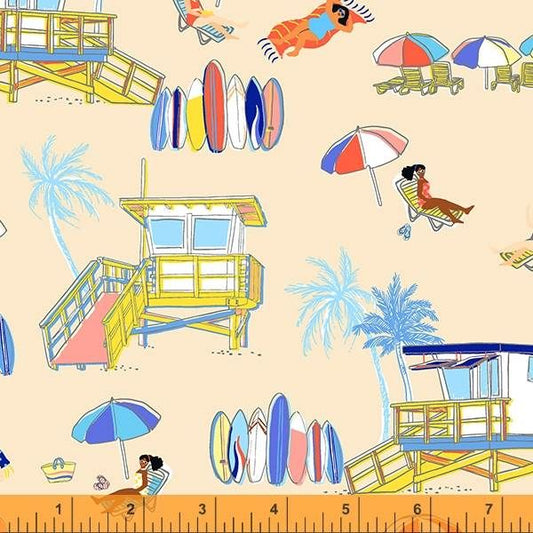 Bathing Beauties Day At the Beach Sand Beige Whistler Studios Windham Cotton Fabric