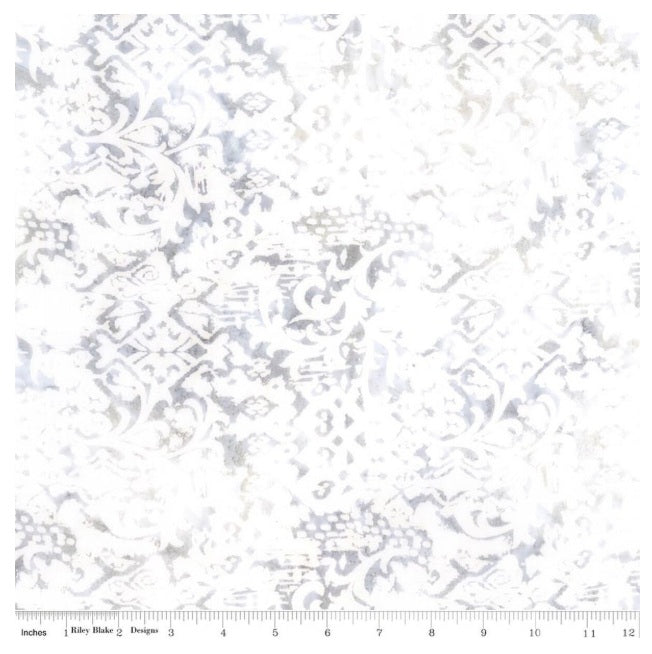 Batiks Porcelains Phloof Barely There White Grey Blue Riley Blake Cotton BATIK Fabric RB-BT23453-123