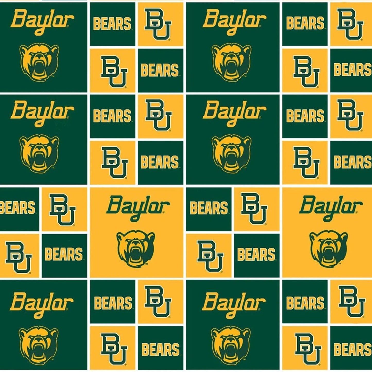 Baylor Bears NCAA College Box Sykel Cotton Fabric