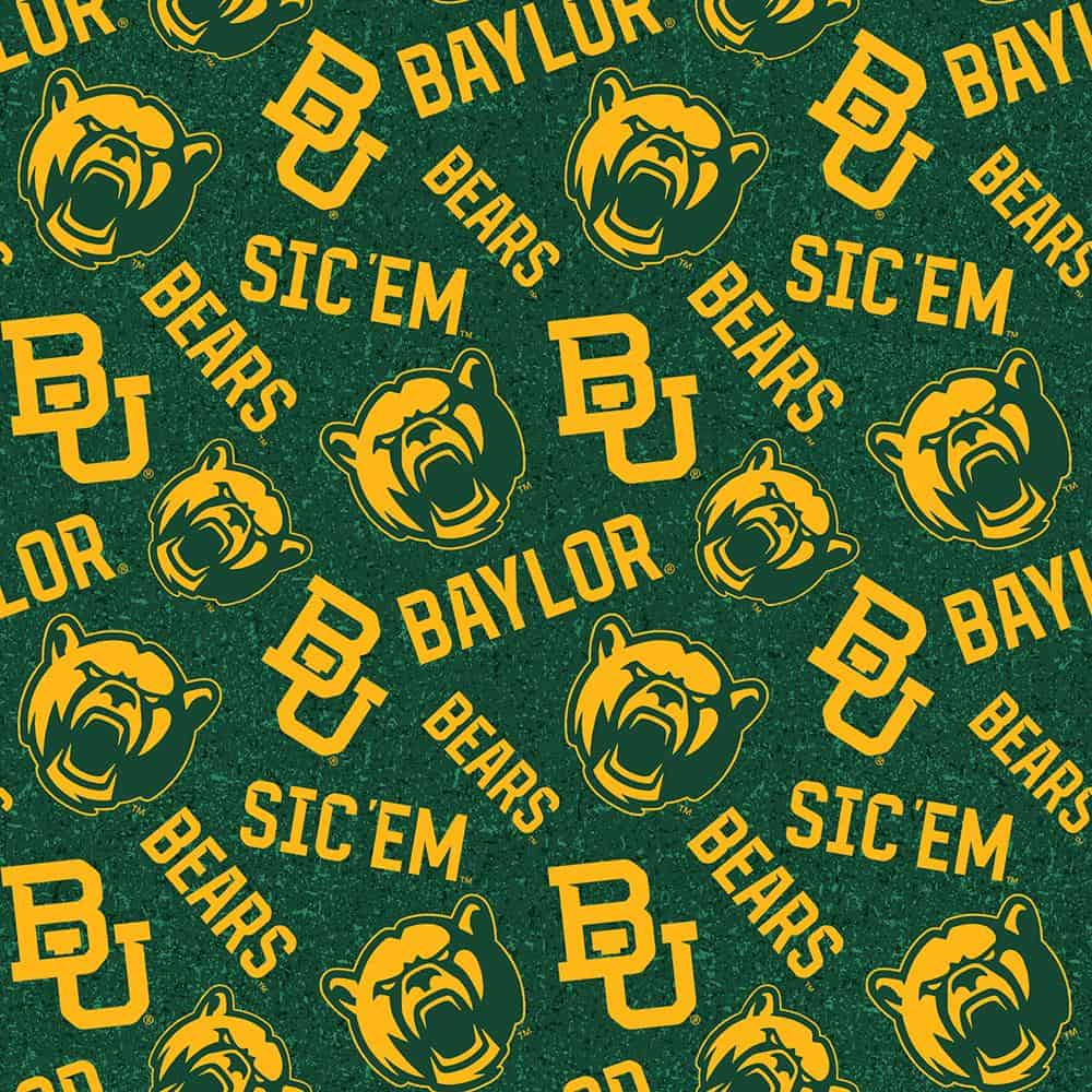 Baylor Bears NCAA College Tone on Tone Sykel Cotton Fabric