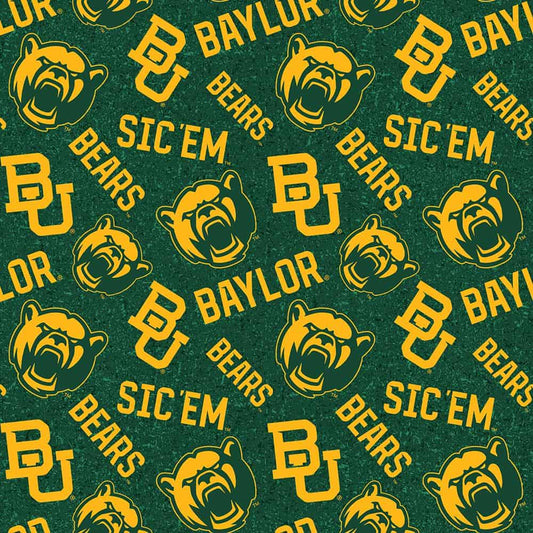 Baylor Bears NCAA College Tone on Tone Sykel Cotton Fabric