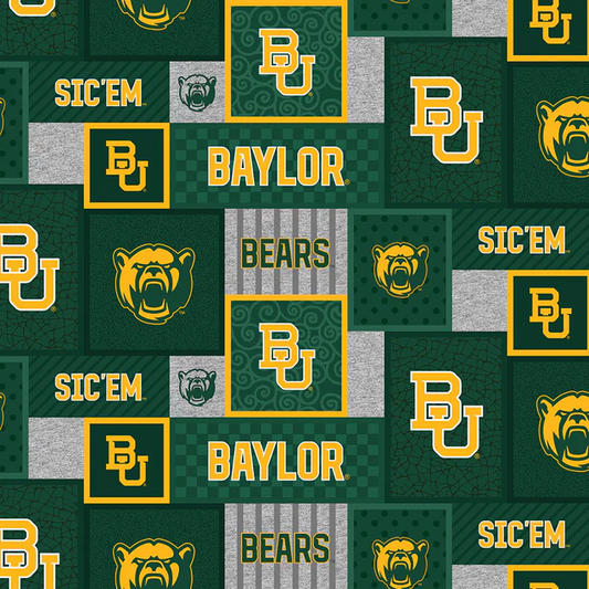 Baylor Bears NCAA College Patch Sykel Enterprises Polyester Fleece Fabric BAY-1177