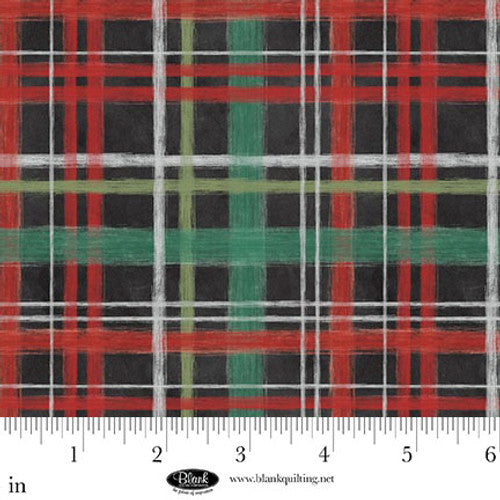 Be Merry & Shine Bright Plaid Charcoal Lily Ford Blank Quilting Cotton Fabric BQ-4124-95