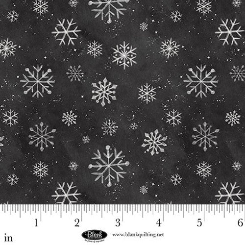 Be Merry & Shine Bright Snowflakes Charcoal Lily Ford Blank Quilting Cotton Fabric BQ-4121-95