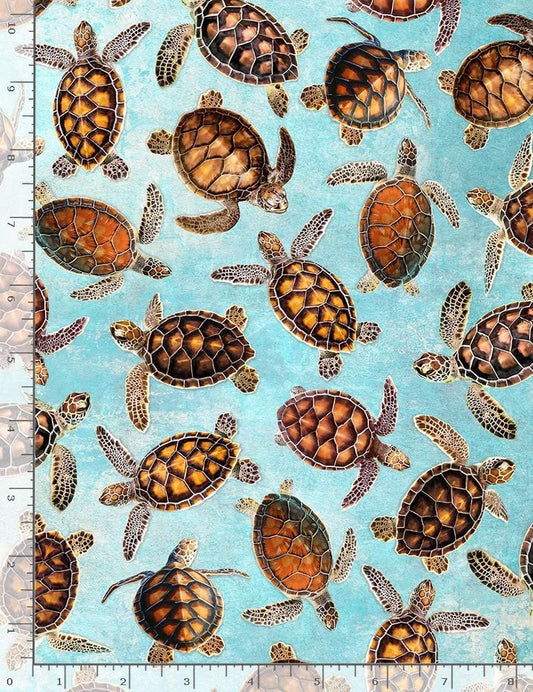 Beach Dreams Sea Turtles Aqua Timeless Treasures Cotton Fabric