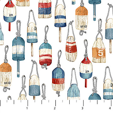 Beach Therapy Beach Buoys Off White Multi Deborah Edwards Northcott Cotton Fabric