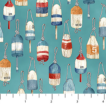 Beach Therapy Beach Buoys Turquoise Multi Deborah Edwards Northcott Cotton Fabric