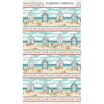 Beach Therapy Border Stripe Sand Multi Deborah Edwards Northcott Cotton Fabric