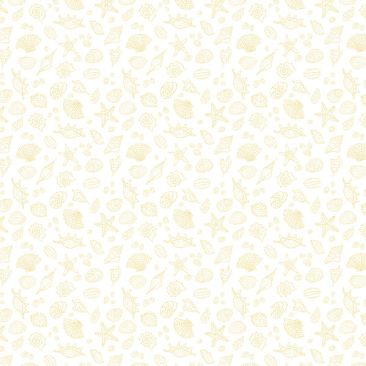 Beach Vista Seashell Tonal Sand Cream Paul Brent Collection Elizabeth's Studio Cotton Fabric