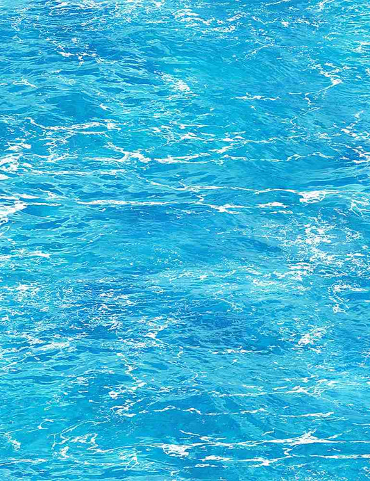 Beach Day Clear Ocean Water by the Beach Blue Timeless Treasures Cotton Fabric