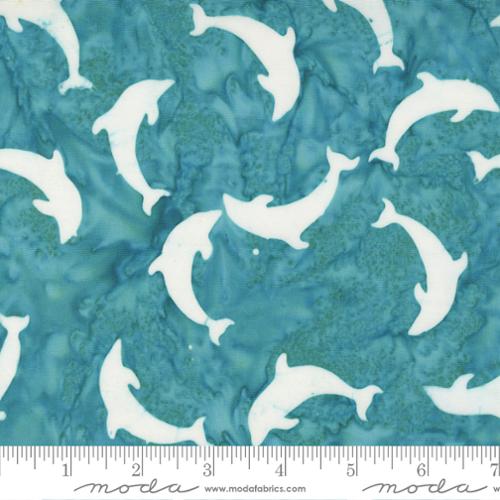 Beachy Batiks Coastal Dolphins Turquoise Moda Cotton Fabric