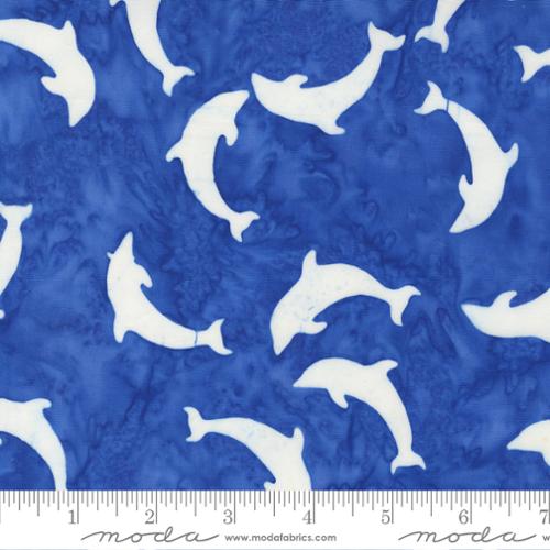 Beachy Batiks Reef Dolphins Dark Blue Moda Cotton Fabric