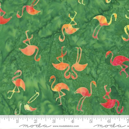 Beachy Batiks Palm Flamingo Light Green Moda Cotton Fabric