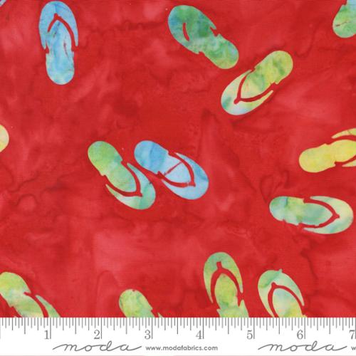 Beachy Batiks Flip Flops Lava Red Moda Cotton Fabric