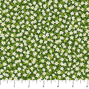Bear's Den Flowers Light Green Hautman Brothers Wildlife Art Northcott Cotton Fabric