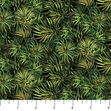 Bear's Den Pine Needles Dark Green Hautman Brothers Wildlife Art Northcott Cotton Fabric