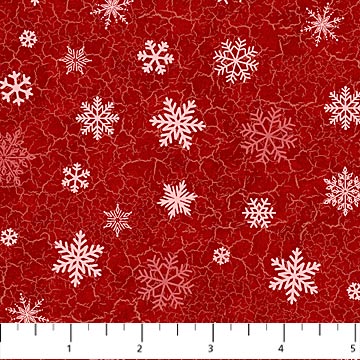 Beary Merry Christmas Snowflakes Red Deborah Edwards Northcott Studio Cotton Fabric