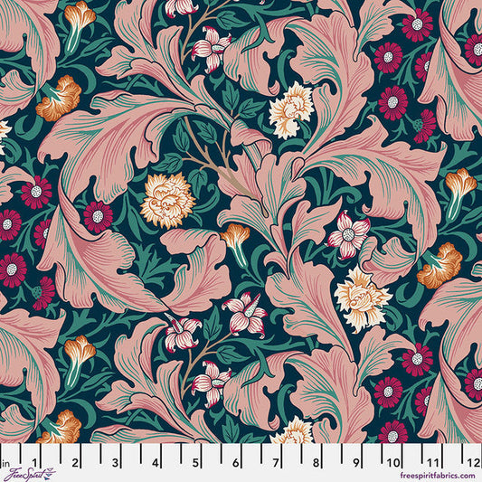 Bedford Park Cotton Lawn Leicester Teal The Original Morris & Co. Free Spirit Cotton Lawn Fabric FS-CLWM019.TEAL