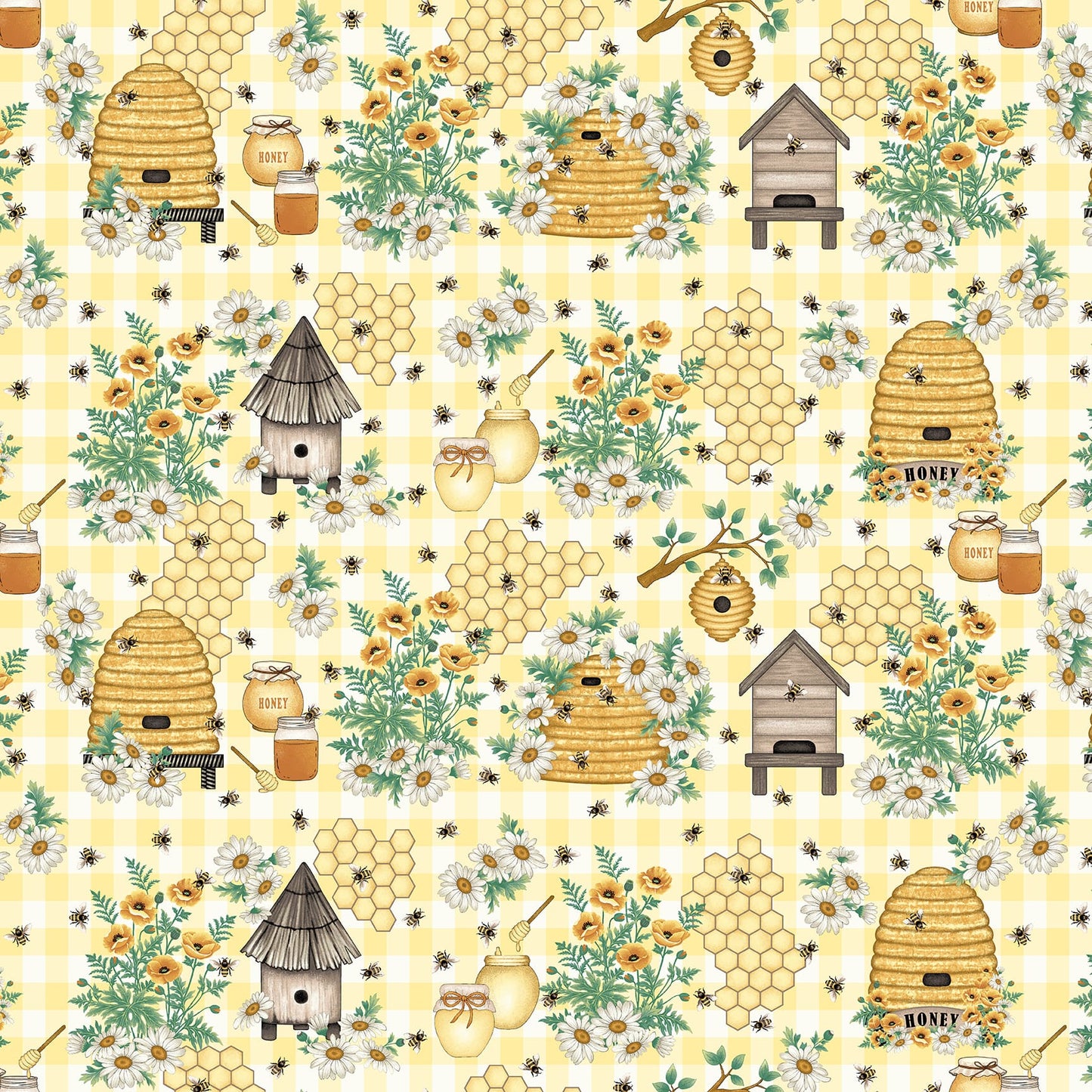 Bee All You Can Bee Beehive Novelty Peach Art Loft Studio E Cotton Fabric