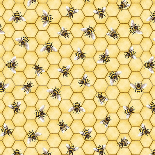 Bee All You Can Bee Honeycomb Peach Art Loft Studio E Cotton Fabric