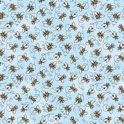 Bee All You Can Bee Mini Bees Light Blue Art Loft Studio E Cotton Fabric