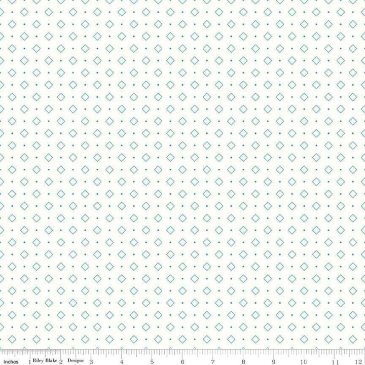 Bee Background Diamond Turquoise Lori Holt Riley Blake Designs Cotton Fabric