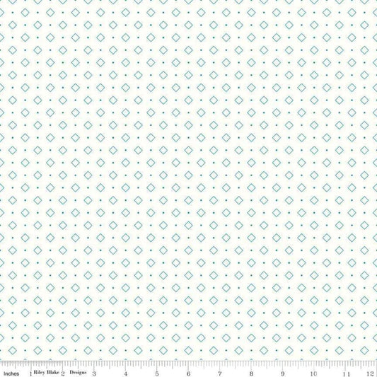 Bee Background Diamond Turquoise Lori Holt Riley Blake Designs Cotton Fabric