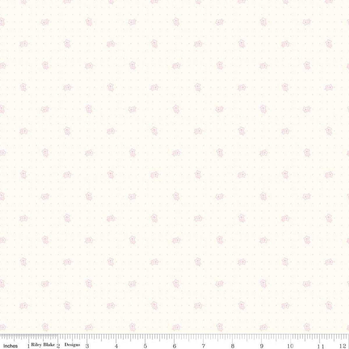 Bee Backgrounds Daisy and Dots Tossed Pink Lori Holt Riley Blake Cotton Fabric