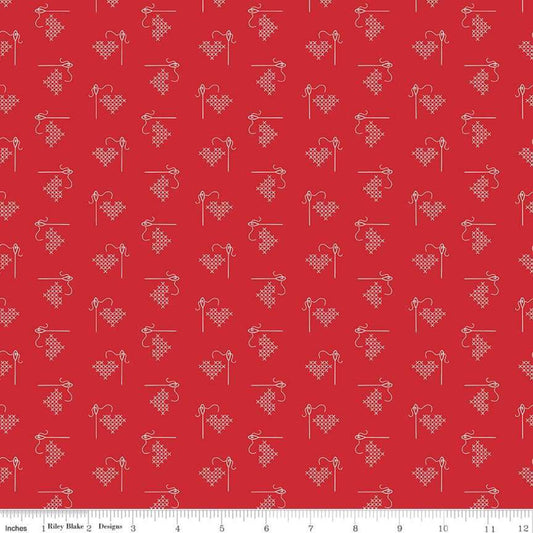 Bee Basics Heart Red Lori Holt Riley Blake Designs Cotton Fabric