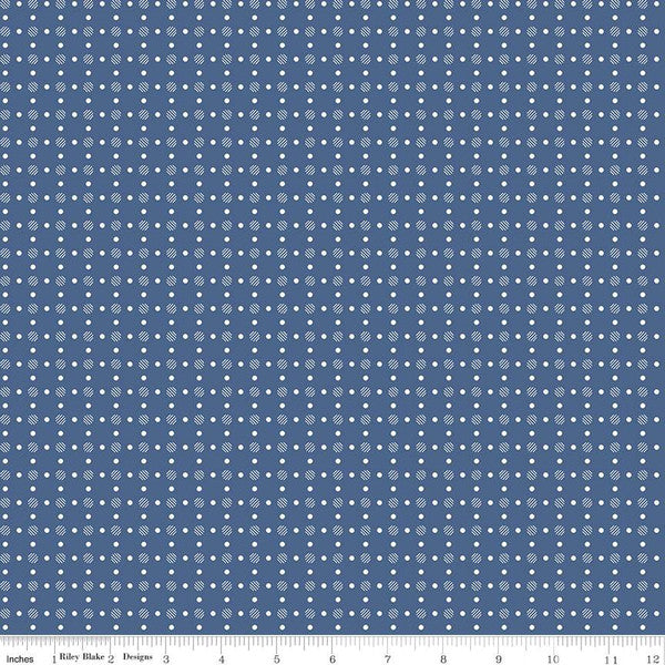 Bee Basics Polka Dot Denim Blue Lori Holt Riley Blake Designs Cotton Fabric