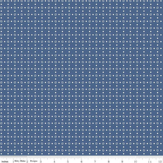 Bee Basics Polka Dot Denim Blue Lori Holt Riley Blake Designs Cotton Fabric