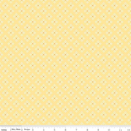 Bee Basics Stitched Flower Yellow Lori Holt Riley Blake Designs Cotton Fabric