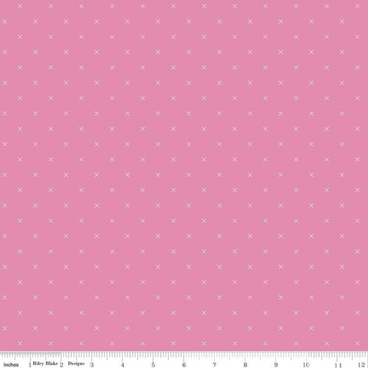 Bee Cross Stitch Taffy Pink Lori Holt Riley Blake Designs Cotton Fabric