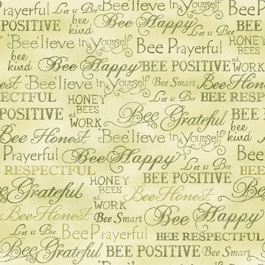 Bee Kind Bee Words Bee Quotes Green Paintbrush Studio Cotton Fabric