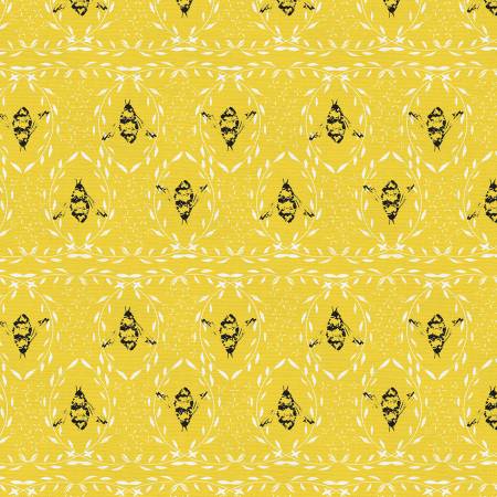 Bee Leafy Bee Yellow Sweet Sour Food Drink Elena Fay Paintbrush Studio Cotton Fabric